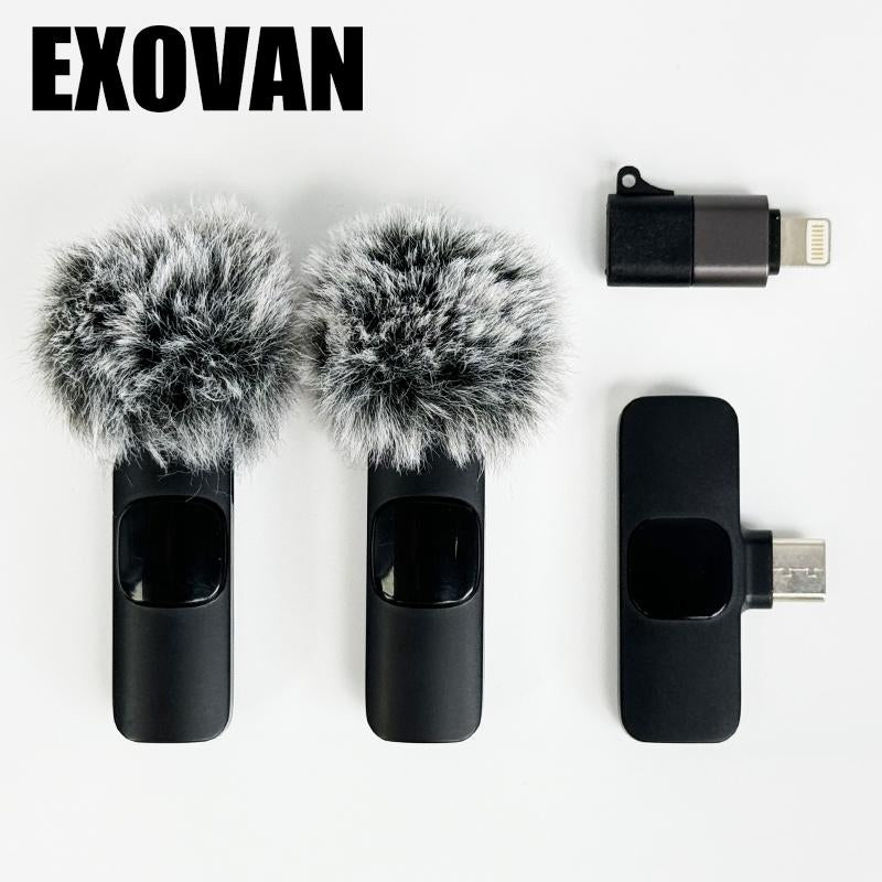 Wireless Mini Microphone for Iphone/Smartphone, 2 Mini Lapel Microphones with Clearer Audio for Video Recording, Interview, Vlog，Noise Reduction Device Noise Cancellation Stereo Wireless Vlogging Tools Handheld High Quality Audio