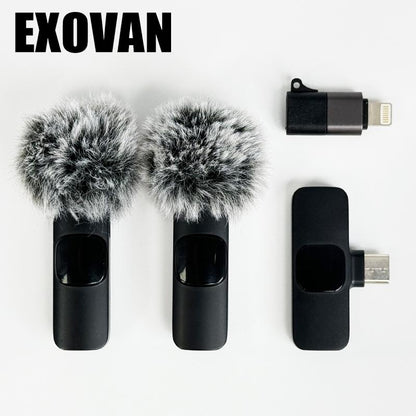 Wireless Mini Microphone for Iphone/Smartphone, 2 Mini Lapel Microphones with Clearer Audio for Video Recording, Interview, Vlog，Noise Reduction Device Noise Cancellation Stereo Wireless Vlogging Tools Handheld High Quality Audio