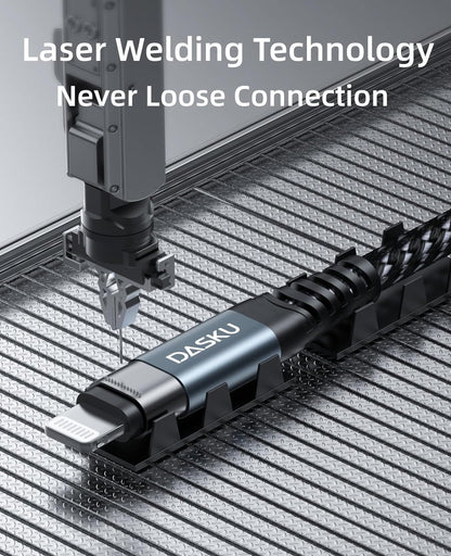 Ultimate 10 Ft MFi Certified Lightning Charger Cable 3-Pack - Durable Braided USB for iPhone 14, 13, 12, 11 Pro Max & More!