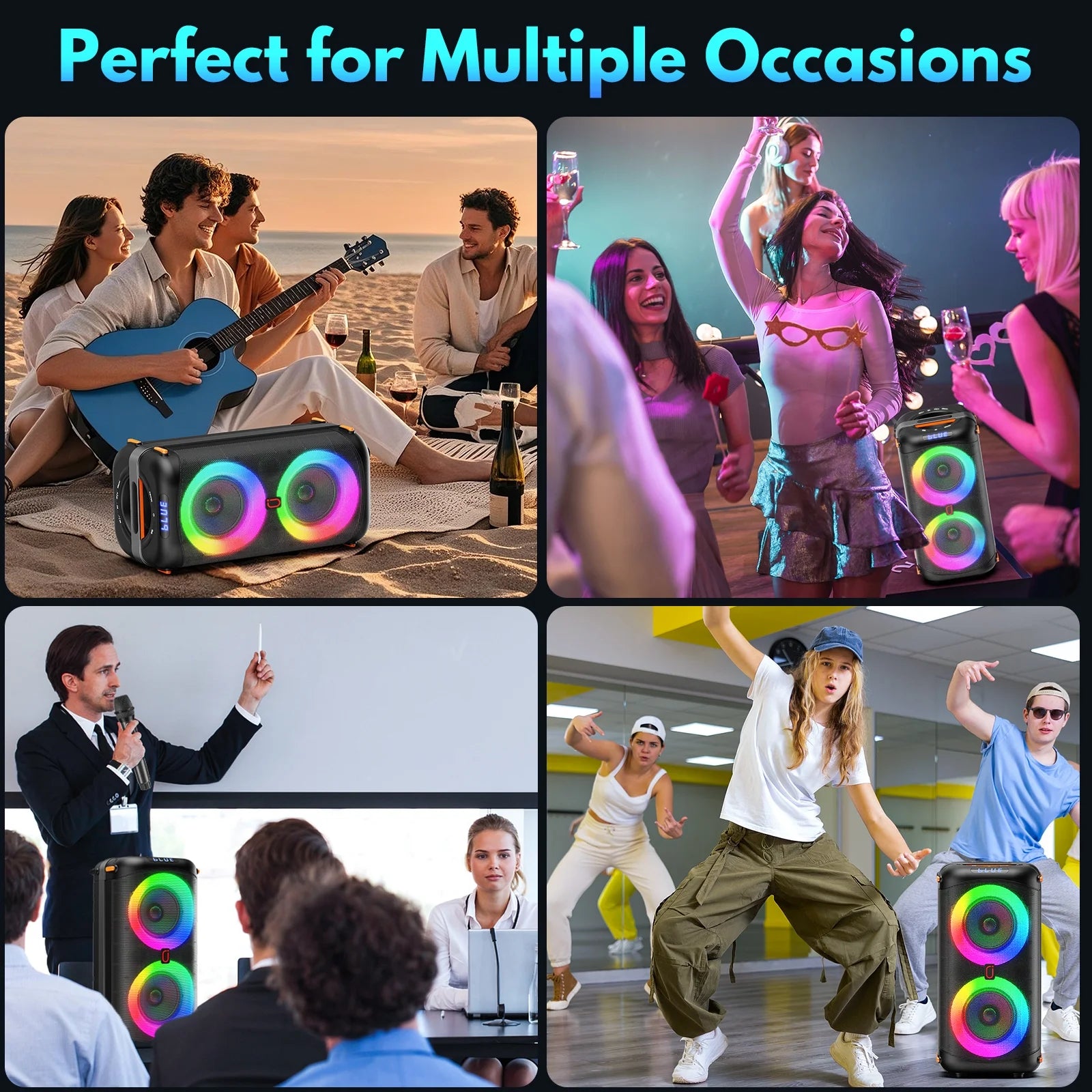 Unleash the Party Vibes with the JYX Bluetooth Party Speaker - Dual 6.5'' Subwoofers, 80W Power, and 2 Wireless Microphones!