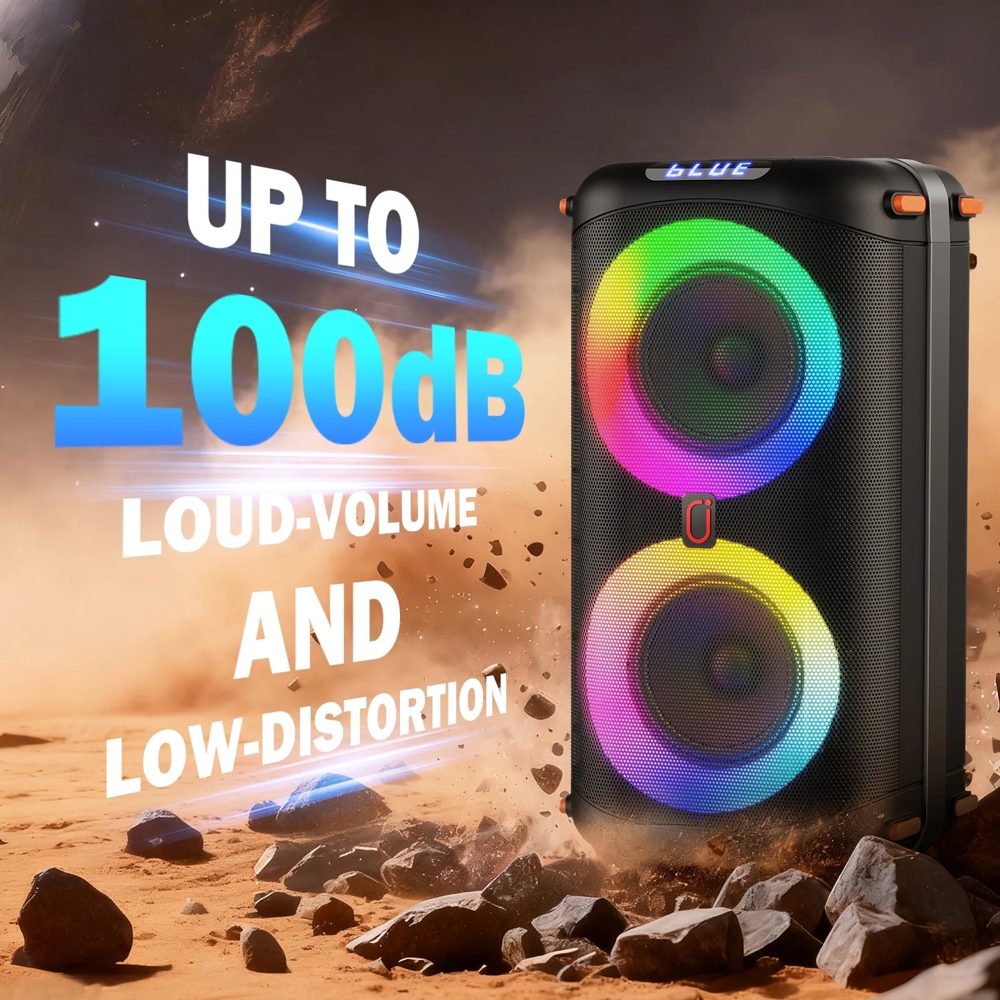 Unleash the Party Vibes with the JYX Bluetooth Party Speaker - Dual 6.5'' Subwoofers, 80W Power, and 2 Wireless Microphones!