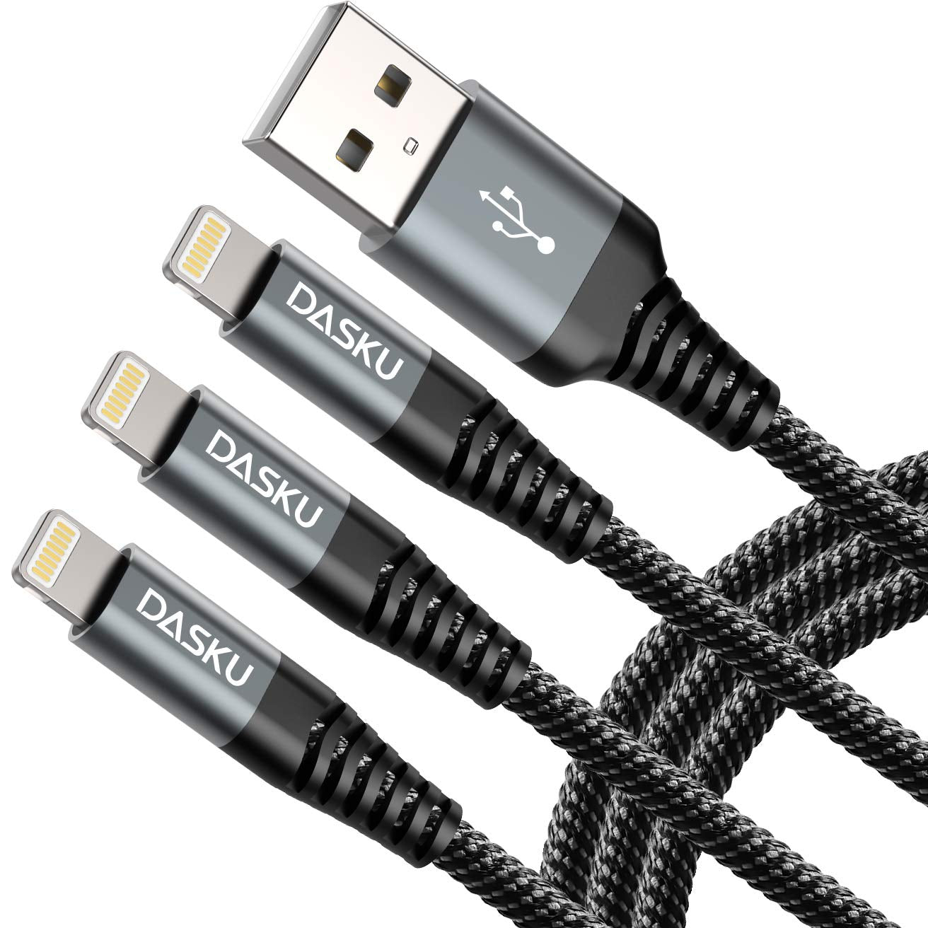 Ultimate 10 Ft MFi Certified Lightning Charger Cable 3-Pack - Durable Braided USB for iPhone 14, 13, 12, 11 Pro Max & More!