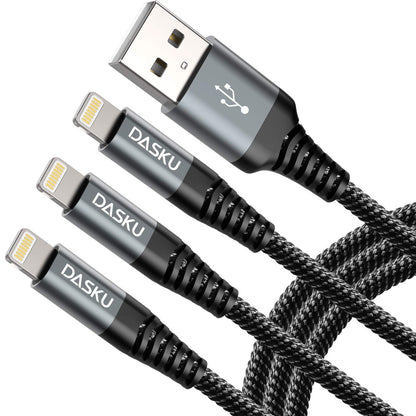 Ultimate 10 Ft MFi Certified Lightning Charger Cable 3-Pack - Durable Braided USB for iPhone 14, 13, 12, 11 Pro Max & More!